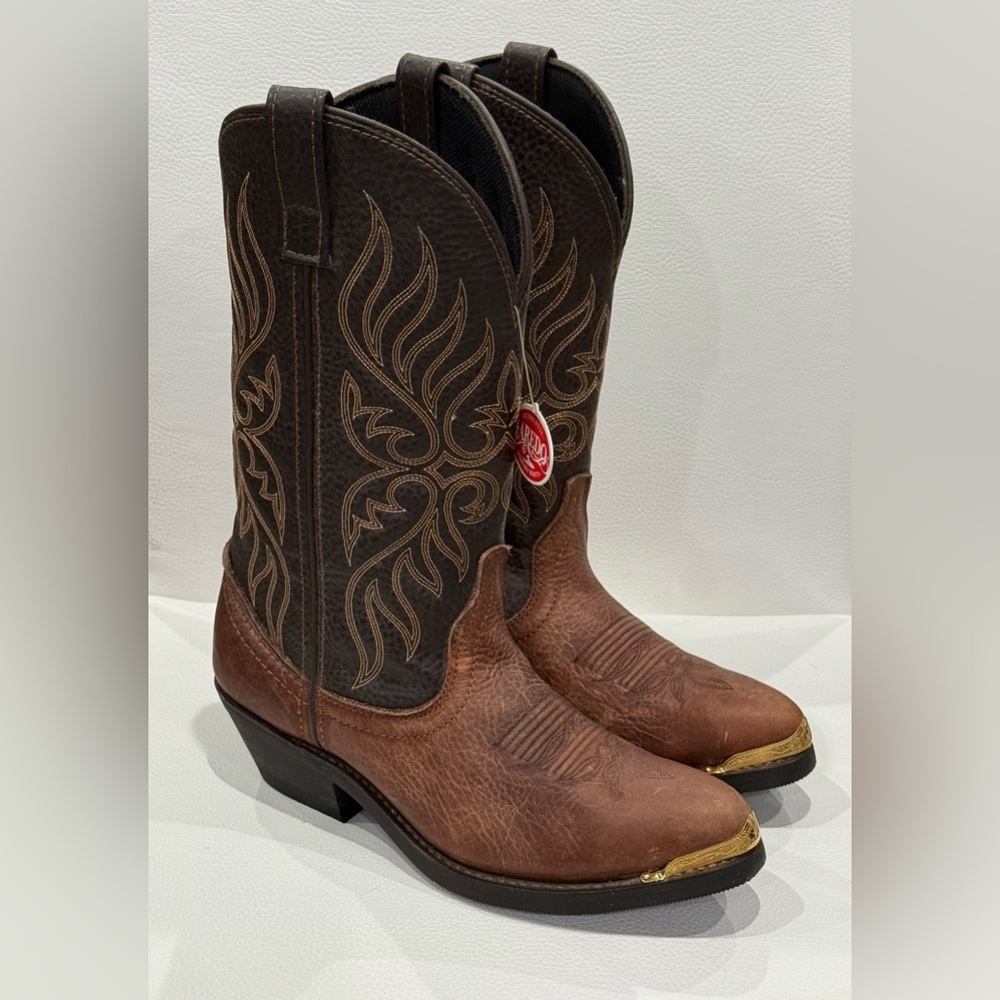 Laredo Lea Vamp Fox Western Brown Leather Boots  Gold Tip 5752 Women's Size 7 M